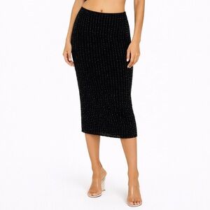 ZARA Black Laces Rhinestones Maxi Skirt Large NWT